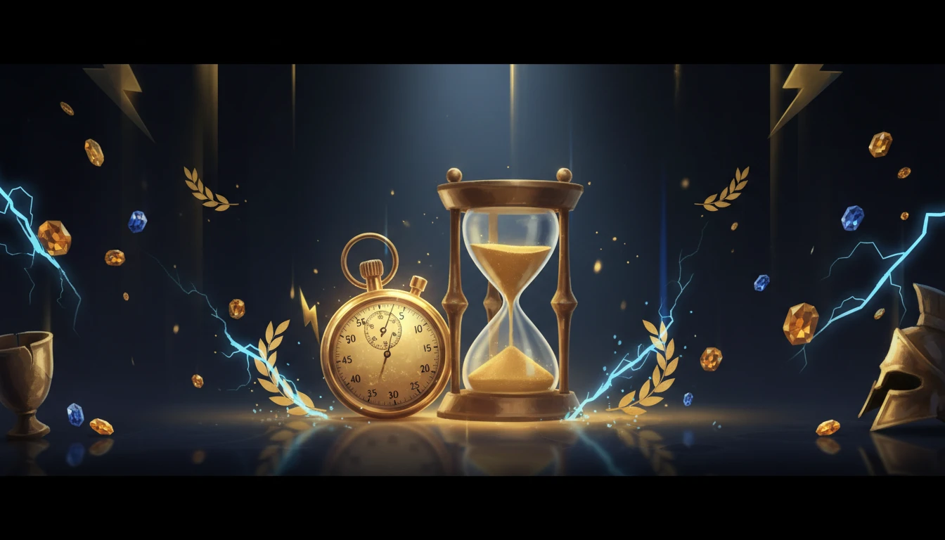 An hourglass on a calm surface symbolising timed, deliberate play sessions